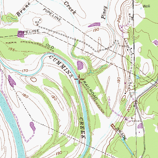 Topographic Map of Brune Creek, TX
