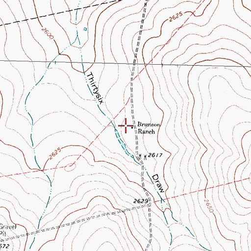 Topographic Map of Brunson Ranch, TX