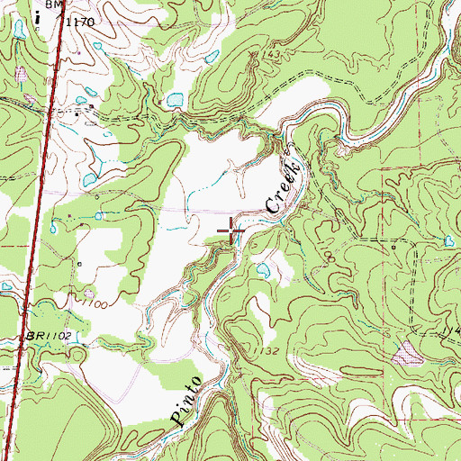 Topographic Map of Brush Creek, TX