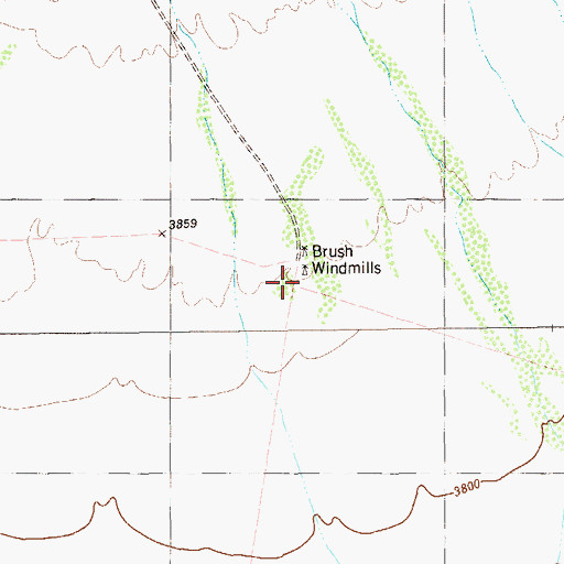 Topographic Map of Brush Windmill, TX
