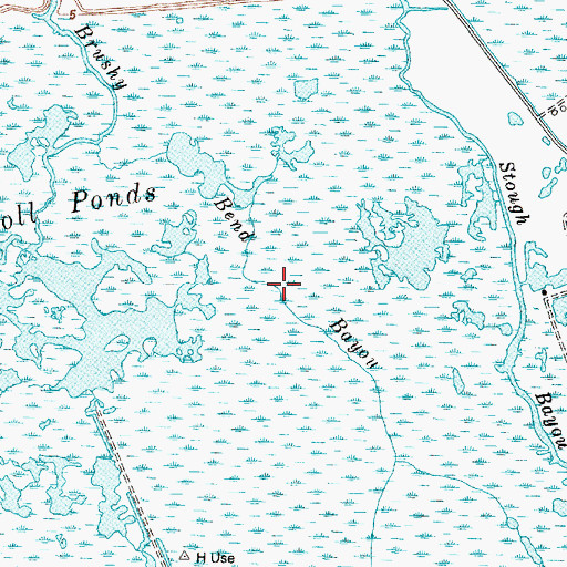 Topographic Map of Brushy Bend Bayou, TX