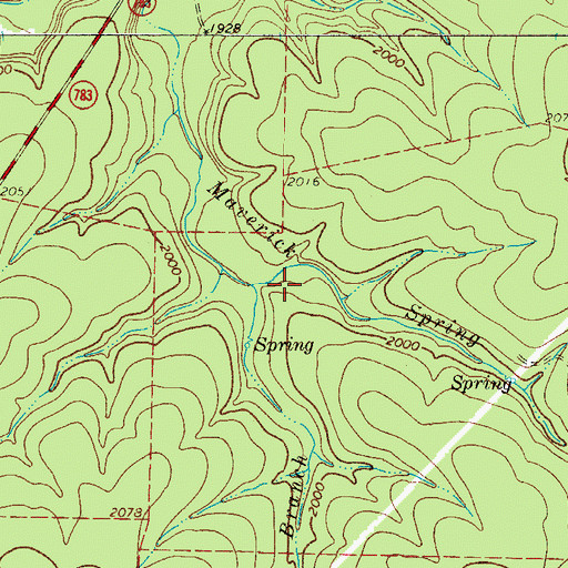 Topographic Map of Brushy Branch, TX