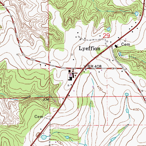 Topographic Map of Lyeffion High School, AL