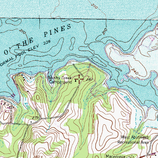 Topographic Map of Brushy Creek Campground, TX