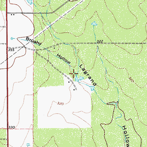 Topographic Map of Brushy Hollow, TX