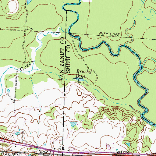 Topographic Map of Brushy Lake, TX