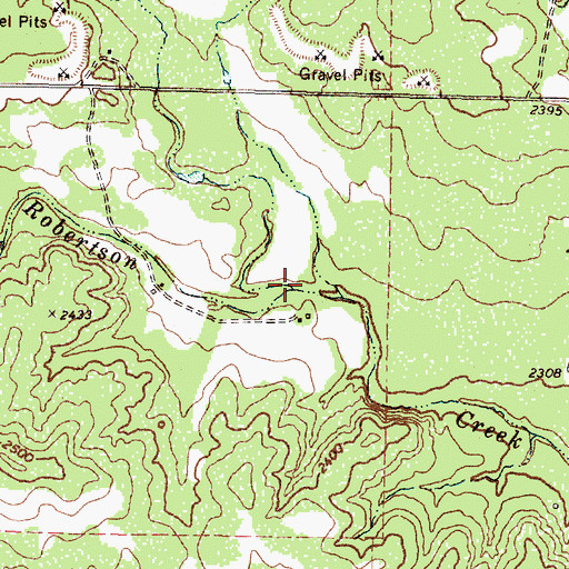 Topographic Map of Brushy Robertson Creek, TX