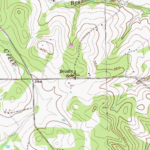 Topographic Map of Brushy School, TX