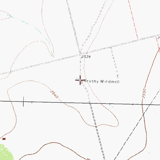 Topographic Map of Brushy Windmill, TX