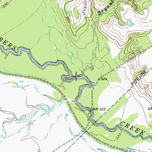 Topographic Map of Bryant Branch, TX