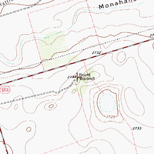 Topographic Map of Bryant Windmill, TX