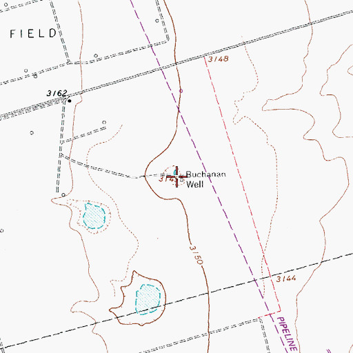 Topographic Map of Buchanan Well, TX