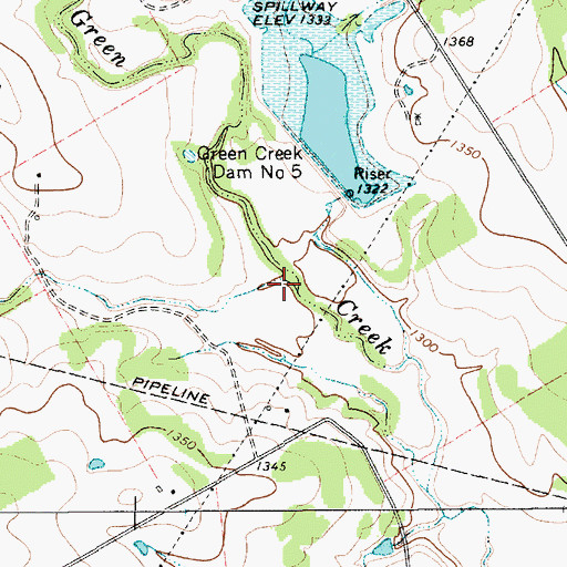 Topographic Map of Buck Branch, TX