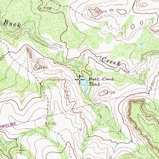 Topographic Map of Buck Creek Tank, TX