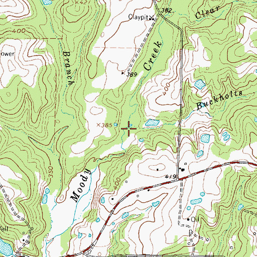 Topographic Map of Buckholts Branch, TX