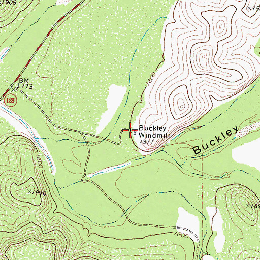Topographic Map of Buckley Windmill, TX