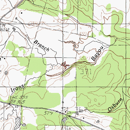 Topographic Map of Buckner Branch, TX