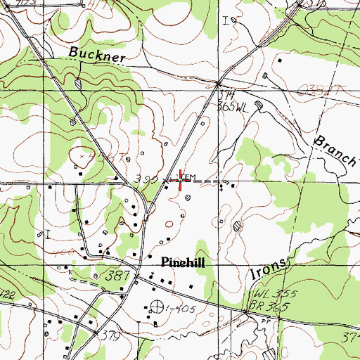 Topographic Map of Buckner Cemetery, TX