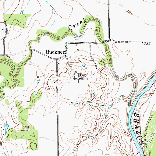 Topographic Map of Buckner Cemetery, TX