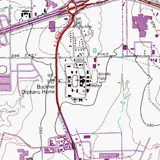 Topographic Map of Buckner Orphans Home, TX