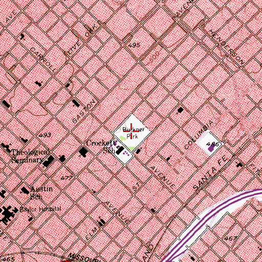 Topographic Map of Buckner Park, TX