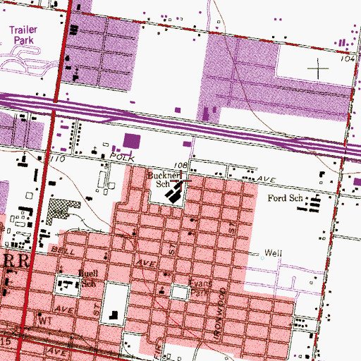 Topographic Map of Buckner School, TX