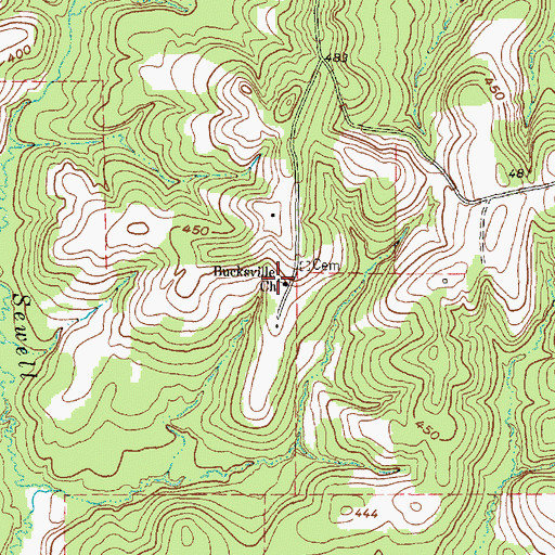 Topographic Map of Bucksville Church, TX