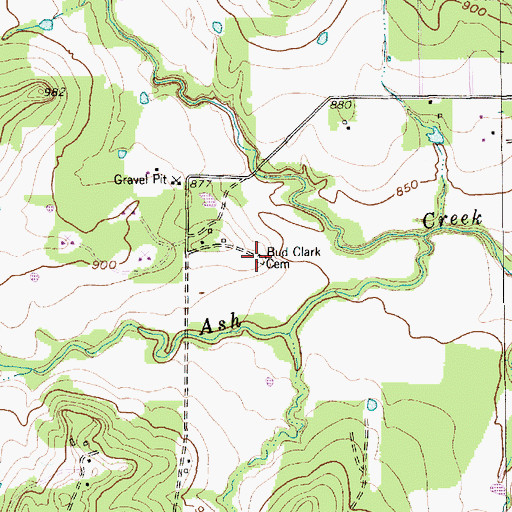 Topographic Map of Bud Clark Cemetery, TX