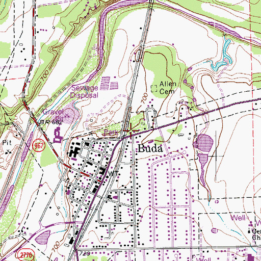 Topographic Map of Buda, TX