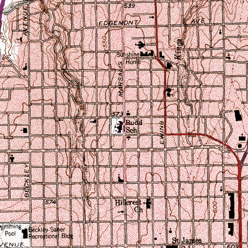 Topographic Map of Budd School, TX
