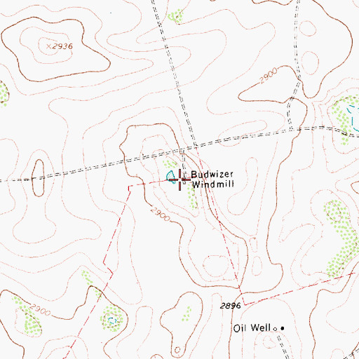 Topographic Map of Budwizer Windmill, TX
