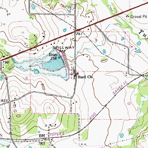 Topographic Map of Buell Church, TX
