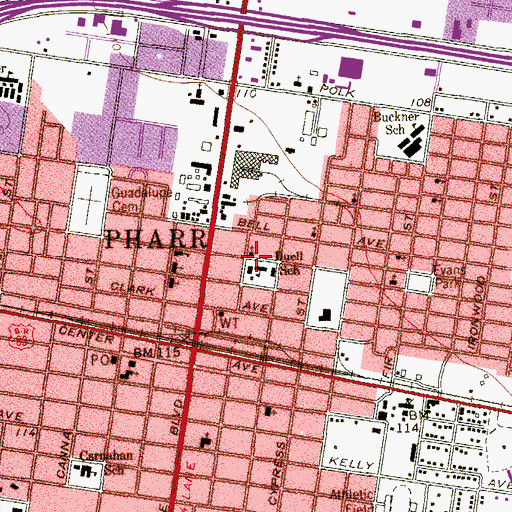 Topographic Map of Buell Central High School, TX
