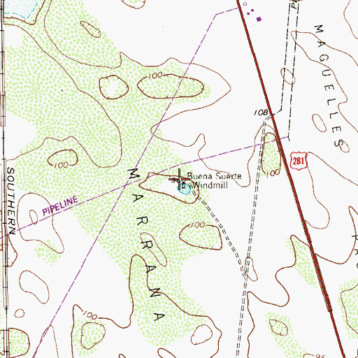 Topographic Map of Buena Suerte Windmill, TX