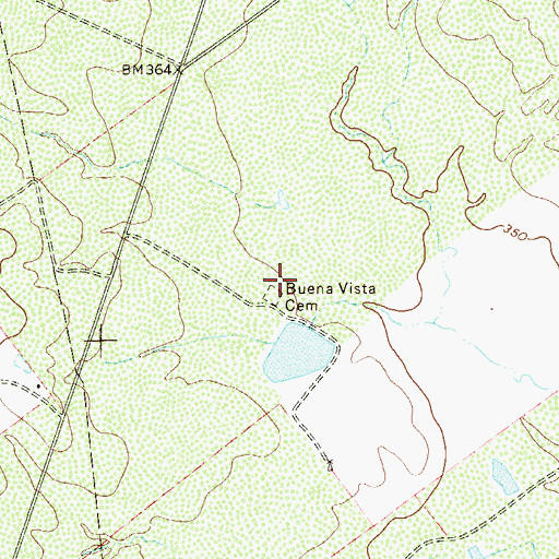 Topographic Map of Buena Vista Cemetery, TX