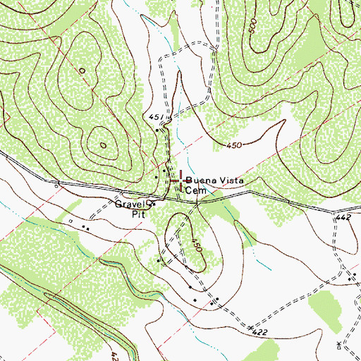 Topographic Map of Buena Vista Cemetery, TX