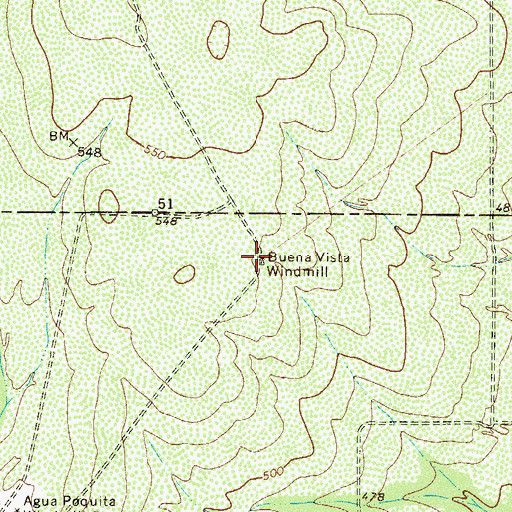 Topographic Map of Buena Vista Windmill, TX