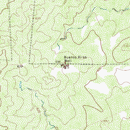 Topographic Map of Buenos Aires Well, TX