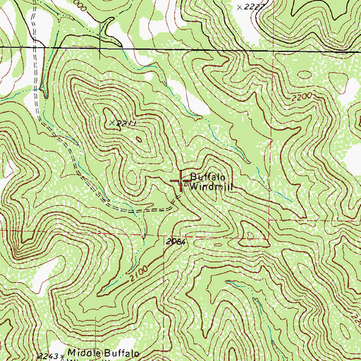 Topographic Map of Buffalo Windmill, TX