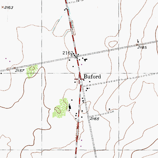 Topographic Map of Buford, TX