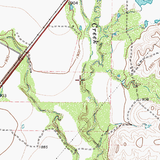 Topographic Map of Bulger Creek, TX
