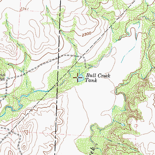 Topographic Map of Bull Creek Tank, TX