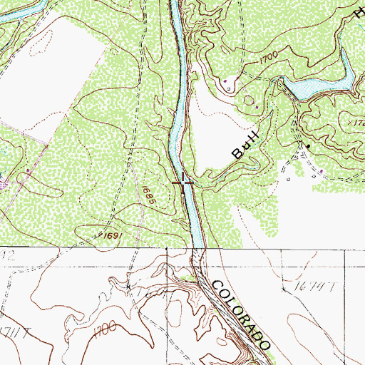 Topographic Map of Bull Hollow, TX