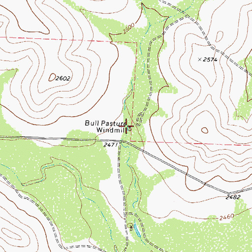 Topographic Map of Bull Pasture Windmill, TX