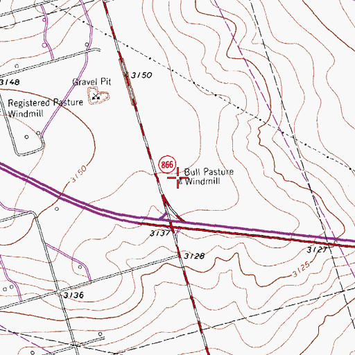 Topographic Map of Bull Pasture Windmill, TX