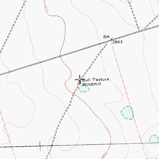 Topographic Map of Bull Pasture Windmill, TX