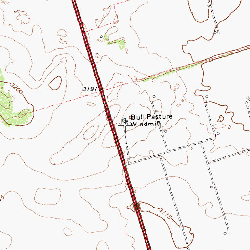 Topographic Map of Bull Pasture Windmill, TX