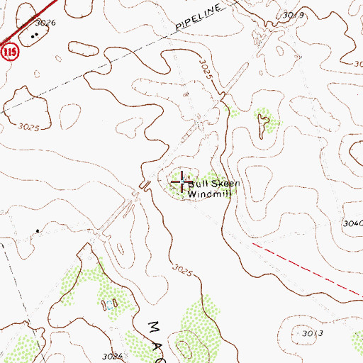 Topographic Map of Bull Skeen Windmill, TX