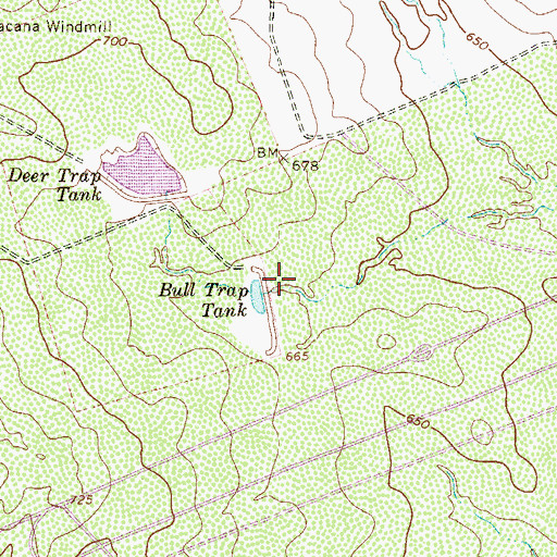 Topographic Map of Bull Trap Tank, TX