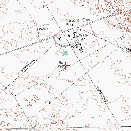 Topographic Map of Bull Well, TX
